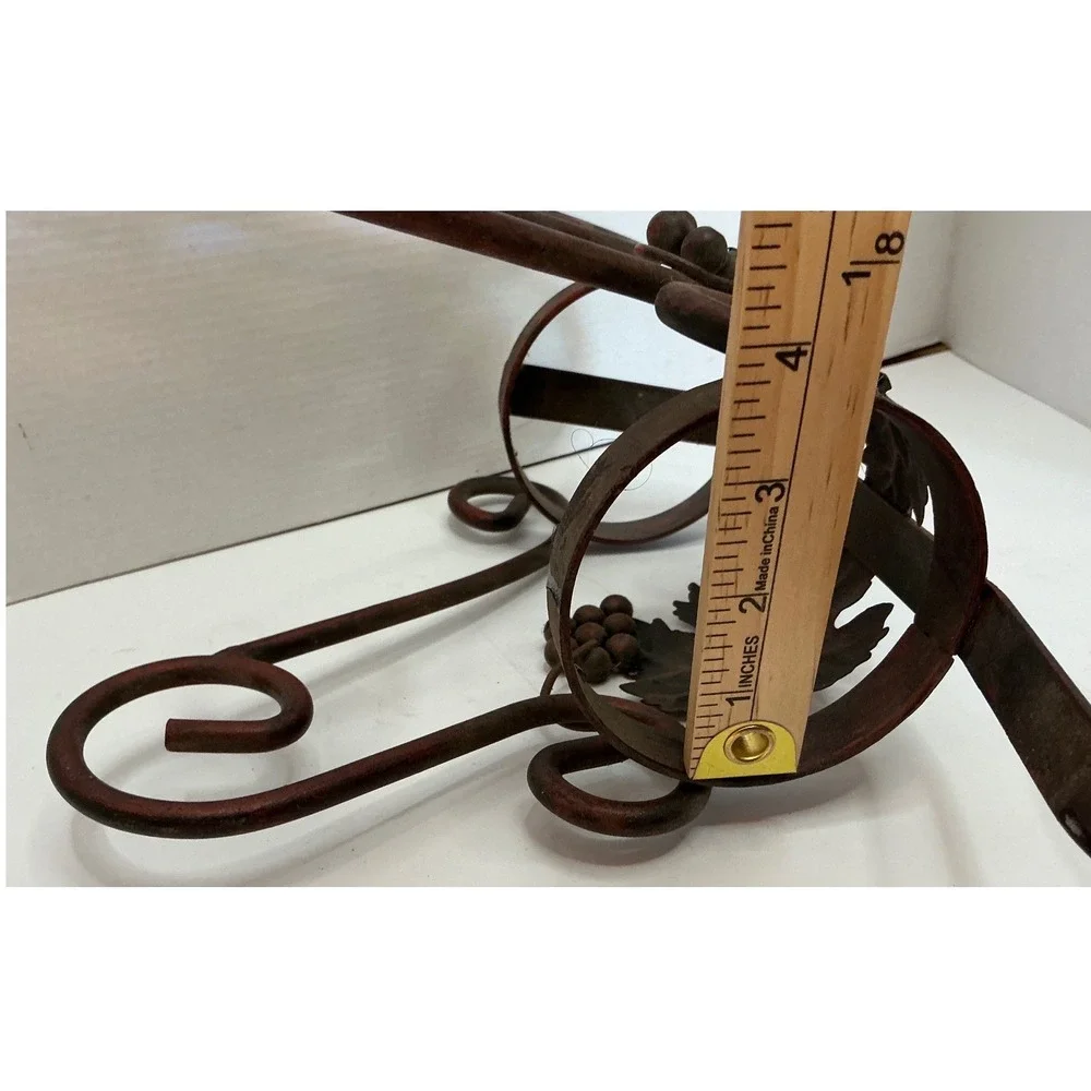 CBK Styles Vintage 2001 Metal Wine Bottle Holder Grapevine Scroll Bronze Brown